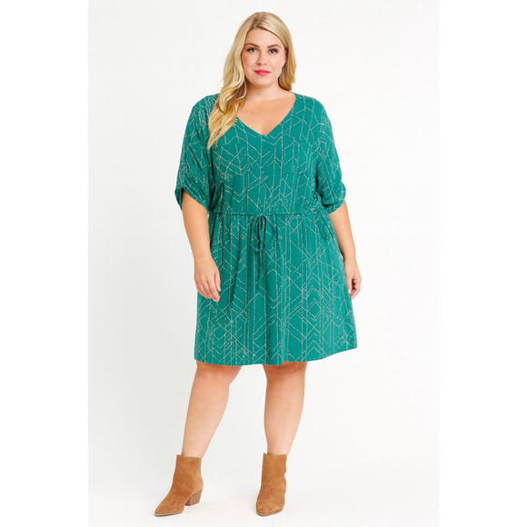 Torrid Dresses & Skirts - Women's Torrid Teal Cream Geometric Print Super Soft Knit Dress 3X
